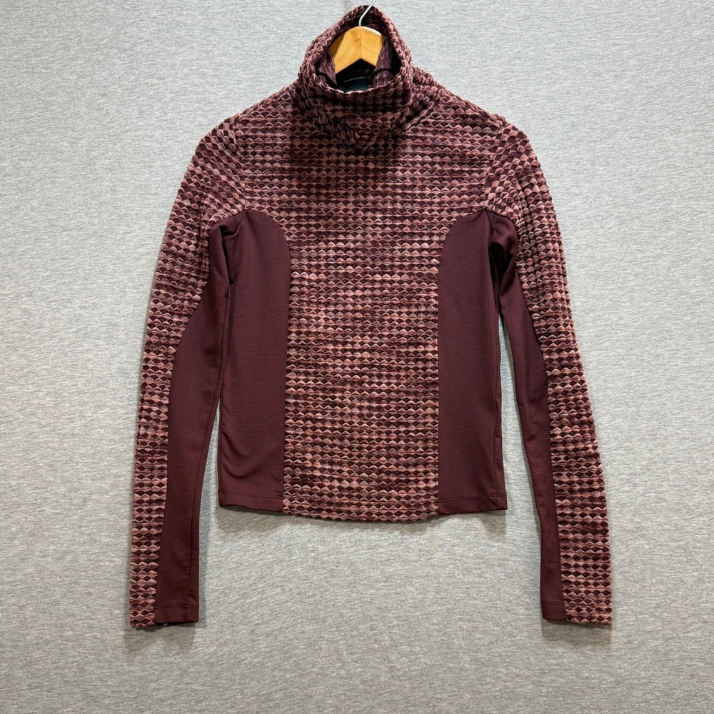 Nike Pro Hyperwarm Top Womens XS Burgundy Funnel Neck Long Sleeve Thermal